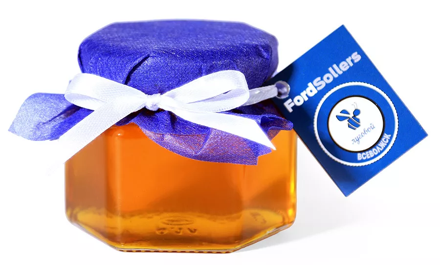 фотография продукта Мёд, взбитый мёд в банках с логотипом